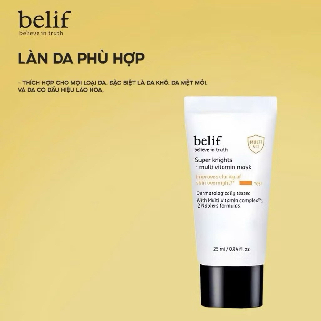 Mặt nạ ngủ Belif Super Kningh Multi Vitamin Mask Tuýp 25mL hạn 2028 dưỡng sáng da IS39
