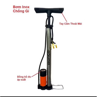 Bơm xe đạp xe máy Kapusi Dài 60cm lực bơm khỏe, bơm tay nhẹ nhàng tiện lợi có đầu bơm bóng, bơm đệm
