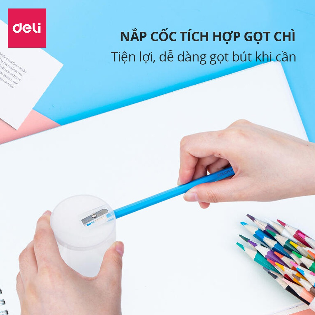 [Deli] Bút Chì Màu Dạng Cốc Chuyên Nghiệp  Gốc Dầu/Gốc Nước  Bộ 24/36/48 Màu Vẽ Tranh, Tô Màu