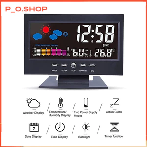 【Rẻ】Đồng Hồ Để Bàn LED Màn Hình LCD Báo Thức, Hiển Thị Nhiệt Độ Cảm Biến Âm Thanh 483 HTR
