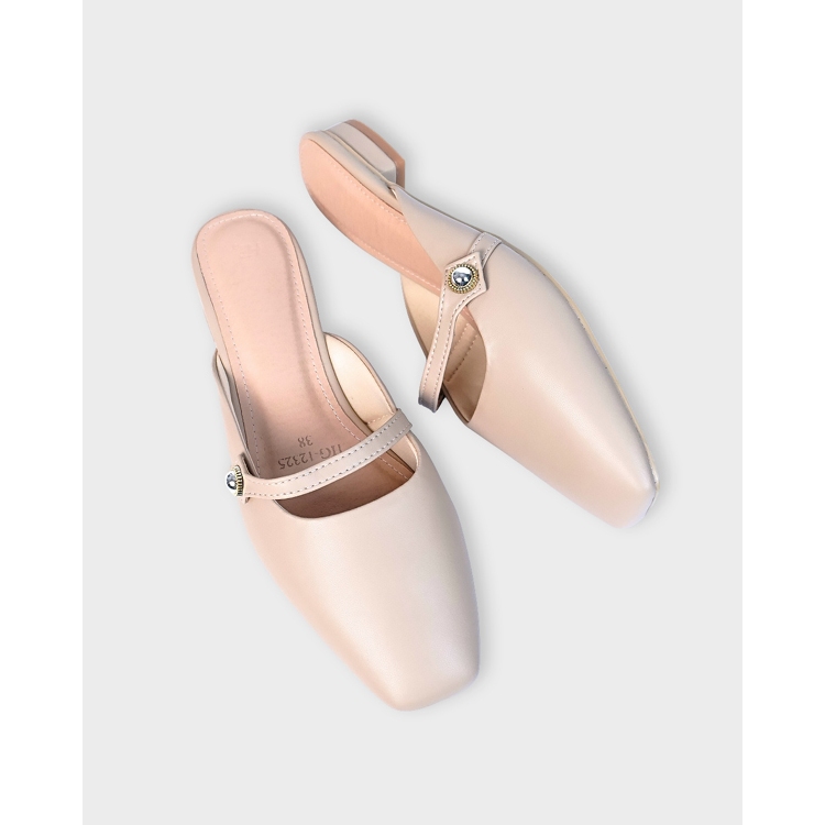 Giày Sục Nữ Mules HG Fashion Mũi Vuông Đế Thấp Thanh Lịch, Hàng Cao Cấp HG12325.