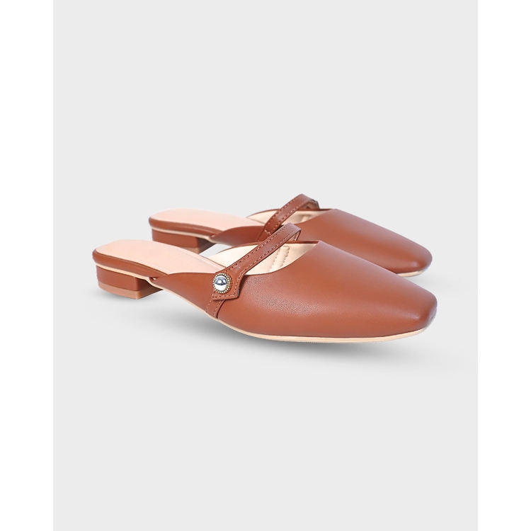 Giày Sục Nữ Mules HG Fashion Mũi Vuông Đế Thấp Thanh Lịch, Hàng Cao Cấp HG12325.