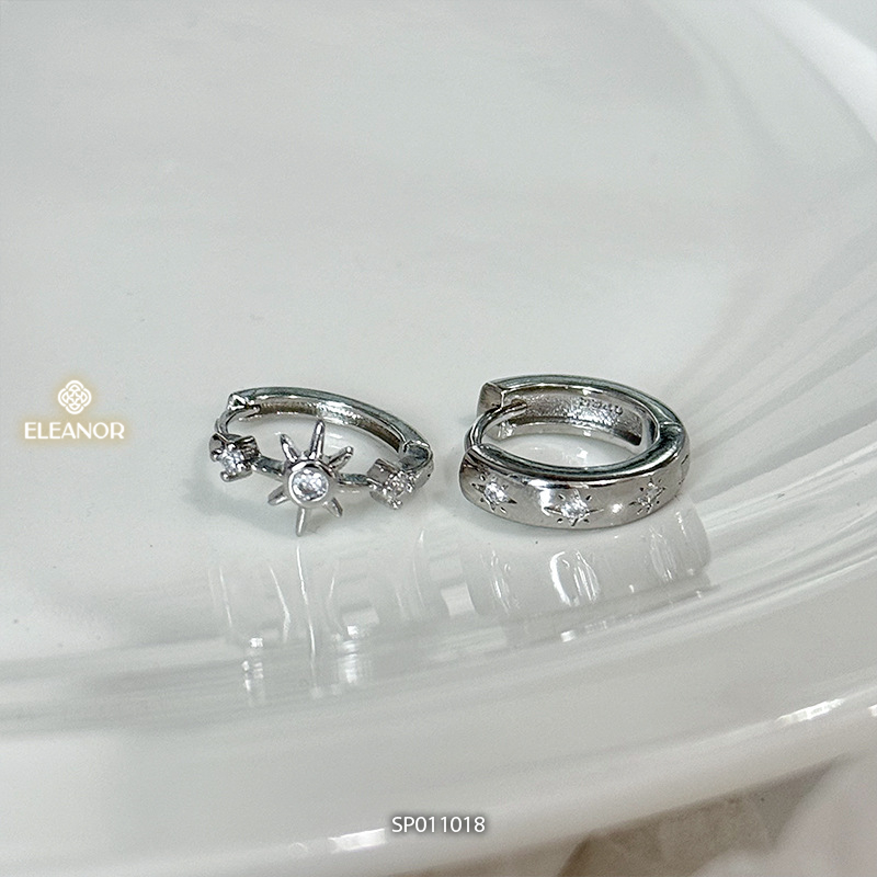 Bông tai nữ chuôi bạc 925 Eleanor Accessories mặt trời đính đá phụ kiện trang sức khuyên tai 11018