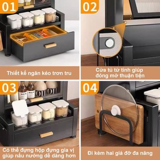 Kệ đựng gia vị Bảo vệ 360 độ khỏi bụi và côn trùng Tủ Đựng Gia Vị Đa Năng Thép cacbon cao cấp Tủ bếp Đa năng