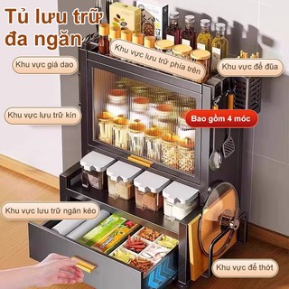 Kệ đựng gia vị Bảo vệ 360 độ khỏi bụi và côn trùng Tủ Đựng Gia Vị Đa Năng Thép cacbon cao cấp Tủ bếp Đa năng