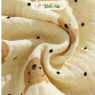 Yếm Tam Giác Em Bé Cổ Khoá Cúc Bấm Chất Liệu Muslin 4 Lớp Họa Tiết Ngẫu Nhiên Chất Liệu Cotton Mềm Mại