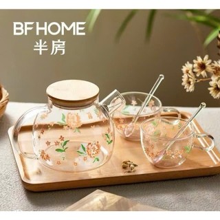 Bộ ấm hoa thuỷ tinh kèm 2 cốc thiết kế tinh tế sang trọng