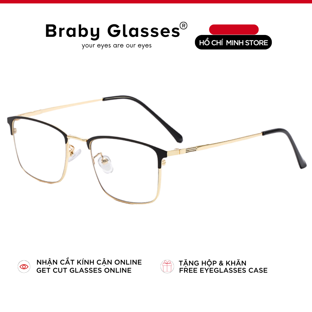 Gọng kính lão đọc sách viễn thị Braby Glasses cho người lớn tuổi Kim loại cao cấp chắc chắn KL13