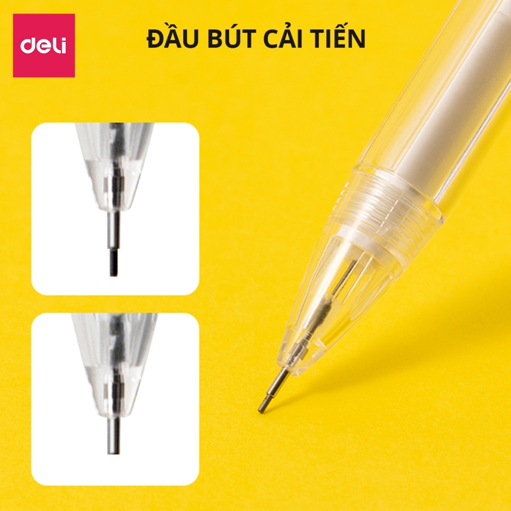 [DELI] Bút Chì Kim Học Sinh Có Tẩy 0.5/0.7mm, Thân Nhựa Cao Cấp, Thiết Kế Mới Dễ Viết