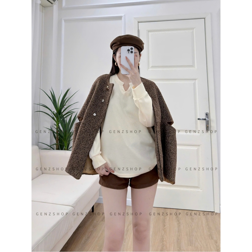 Áo Thun Tay Dài Vải Waffle Trơn Basic Unisex Nam Nữ Form  Rộng Thoải Mái BST26