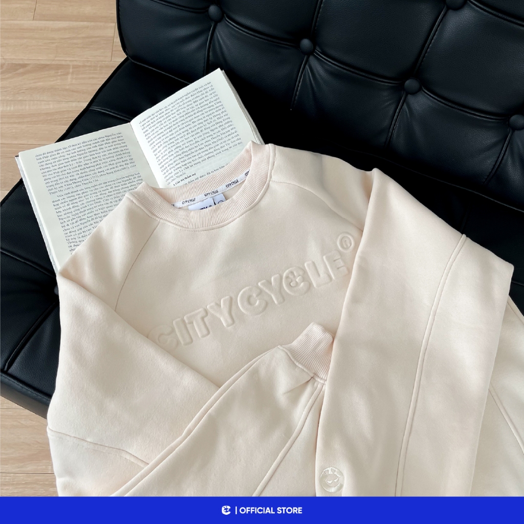 Áo sweater nam nữ đôi mùa thu đông nỉ bông dày Local Brand Chính Hãng City Cycle Áo Sweater Raglan Embossed