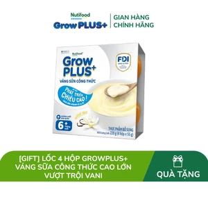 Lốc 4 hộp GrowPLUS+ Váng sữa công thức Cao lớn vượt trội Vani
