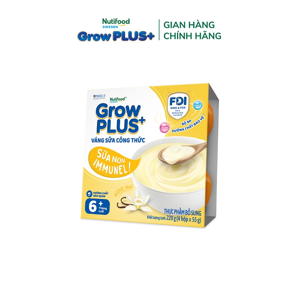 [Gift] Lốc 4 hộp GrowPLUS+ Váng sữa công thức Sữa non Immunel Hỗ trợ tăng đề kháng