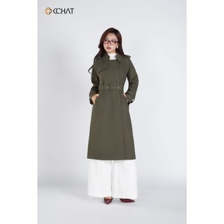 Áo Măng Tô 𝐂𝐂𝐇𝐀𝐓 Dáng Suông Dài Karina Kèm Đai Chất Liệu Tuytsi Cao Cấp 24MDS2002ST