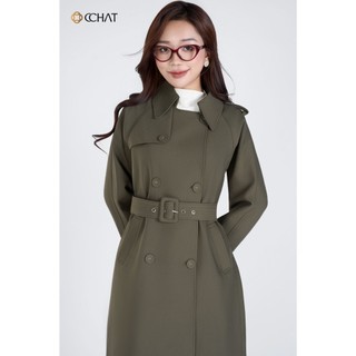 Áo Măng Tô 𝐂𝐂𝐇𝐀𝐓 Dáng Suông Dài Karina Kèm Đai Chất Liệu Tuytsi Cao Cấp 24MDS2002ST
