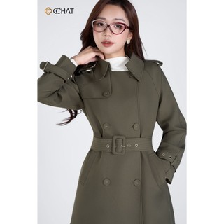 Áo Măng Tô 𝐂𝐂𝐇𝐀𝐓 Dáng Suông Dài Karina Kèm Đai Chất Liệu Tuytsi Cao Cấp 24MDS2002ST