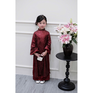 Áo dài Sequin Mẹ Và Bé, thiết kế 4 tà kim sa cao cấp kèm quần lụa