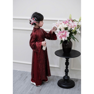 Áo dài Sequin Mẹ Và Bé, thiết kế 4 tà kim sa cao cấp kèm quần lụa