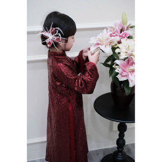 Áo dài Sequin Mẹ Và Bé, thiết kế 4 tà kim sa cao cấp kèm quần lụa