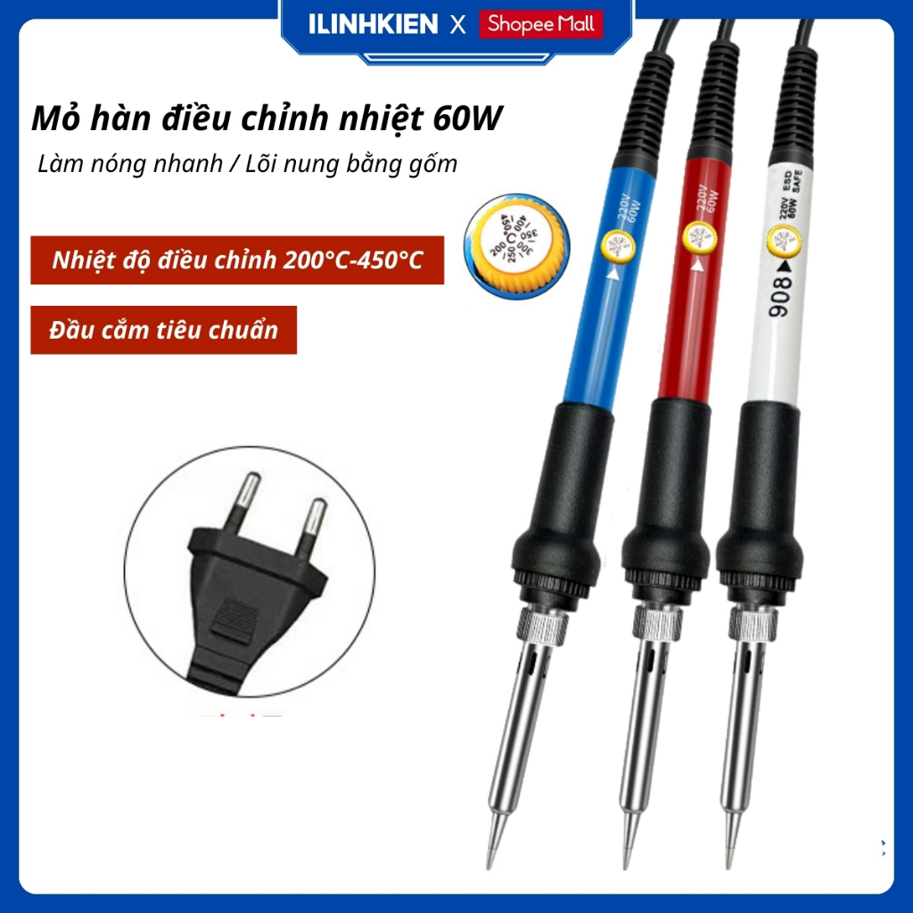 Mỏ hàn thiếc 908S 60W 220V điều chỉnh nhiệt độ chất lượng cao ILinhkien