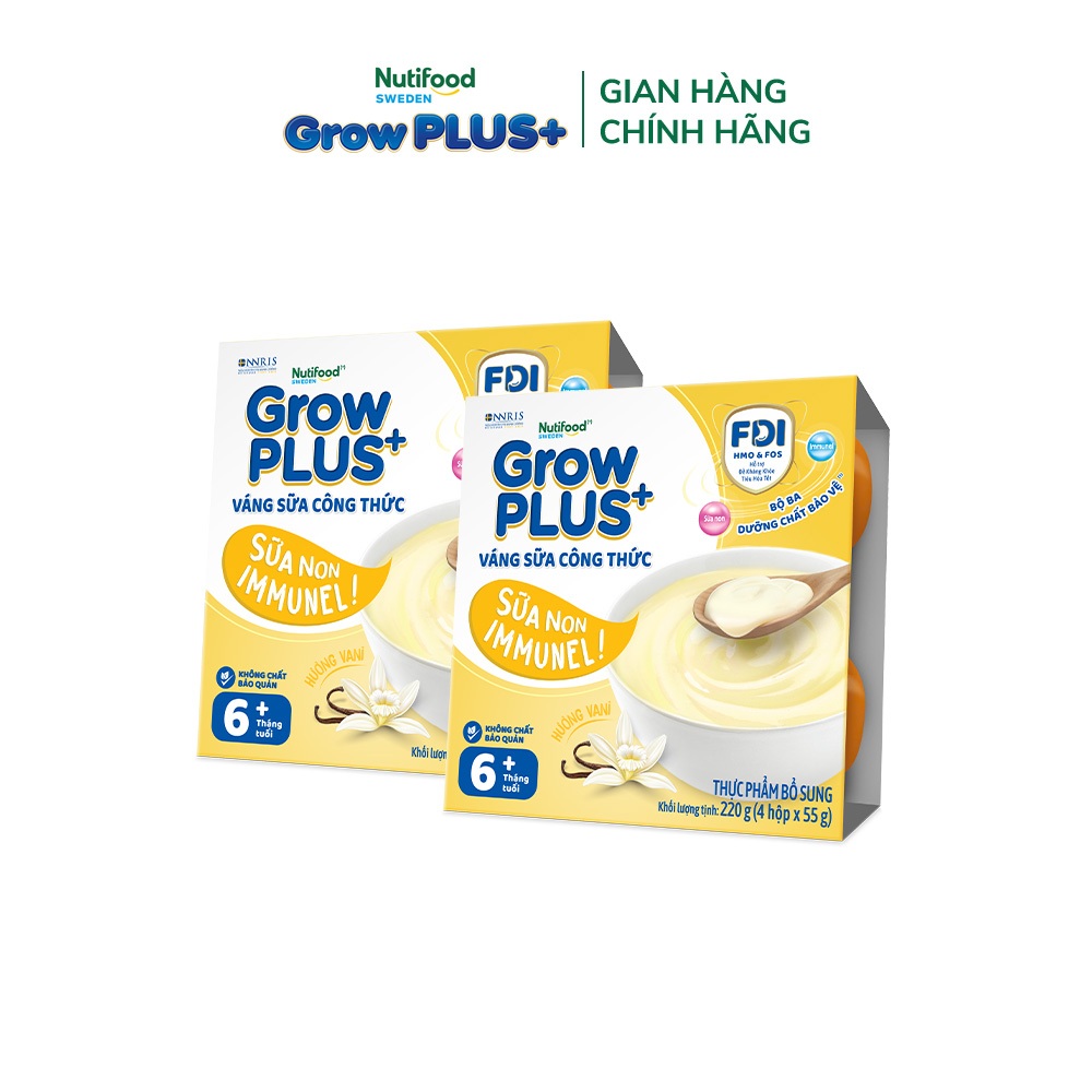 [Gift] Combo 2 Lốc 4 hộp GrowPLUS+ Váng sữa công thức Sữa non Immunel Hỗ trợ tăng đề kháng