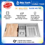 [CHÍNH HÃNG] Chậu Rửa Chén Malloca MS 781 - Thép Không Gỉ 304 - Kèm Thớt Gỗ, Rổ Inox - Kích thước 78x45cm - Bảo Hành — ảnh 2