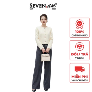 Quần suông basic kẻ xanh thời trang nữ Seven.AM B850122I