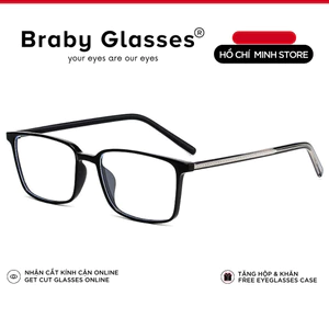 Gọng kính cận vuông unisex trong suốt Braby Glasses phụ kiện thời trang cao cấp nam nữ chất liệu nhựa Acetate MK36