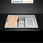 [CHÍNH HÃNG] Chậu Rửa Chén Malloca MS 781 - Thép Không Gỉ 304 - Kèm Thớt Gỗ, Rổ Inox - Kích thước 78x45cm - Bảo Hành — ảnh 3