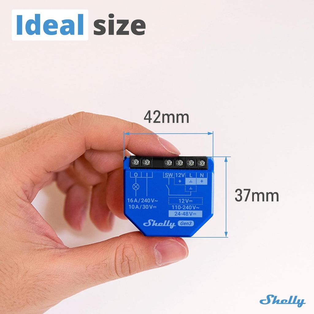 Shelly 1 Gen3 Công Tắc Thông Minh 1 Kênh Wi-Fi / BLE 16A  Điều Khiển Đèn / Thiết Bị+Tự Động Hóa Nhà