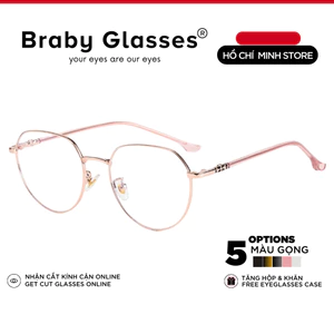 Gọng Kính Cận Dẻo Đa Giác Nam Nữ Braby Glasses Chất Liệu Thép Không Gỉ Siêu Nhẹ Thiết Kế Sang Trọng MK123