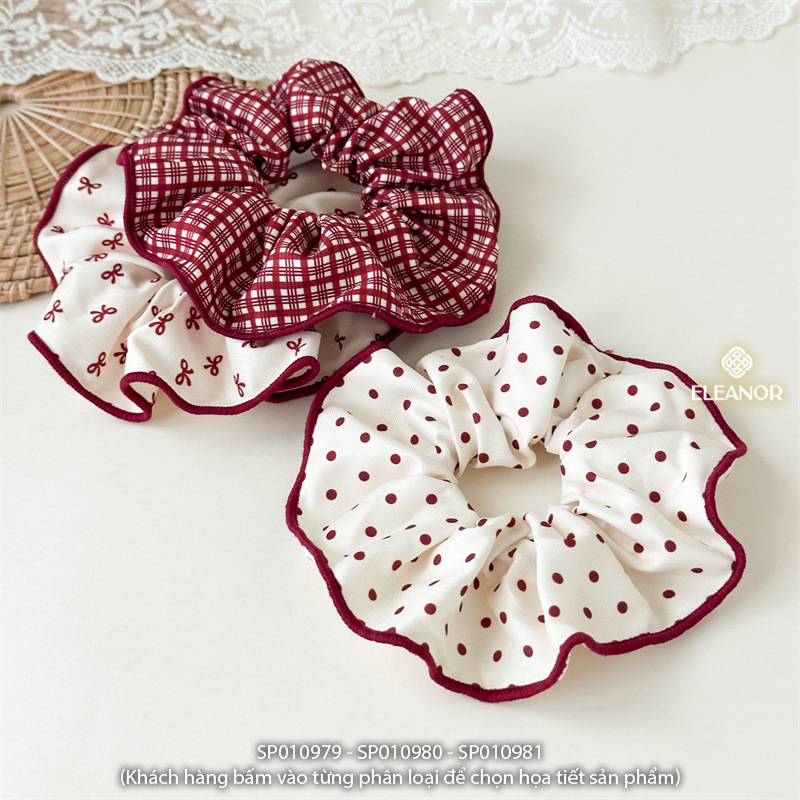 Dây buộc tóc nữ scrunchies Eleanor Accessories chấm bi caro đỏ trắng phụ kiện tóc cột tóc tết 10979