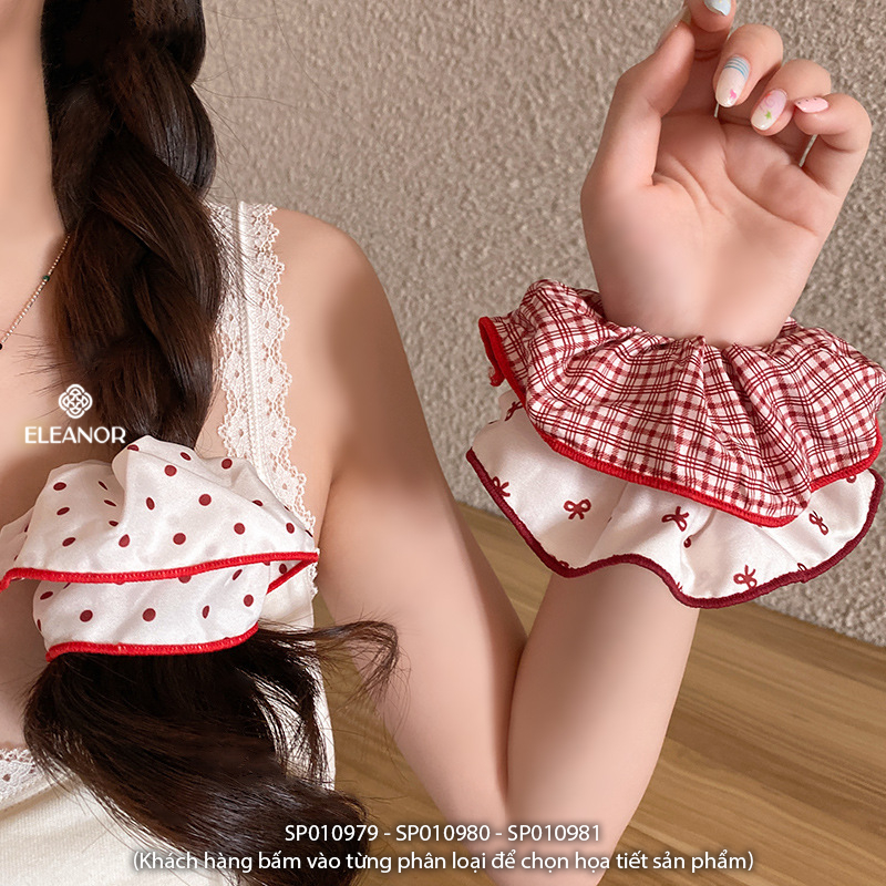 Dây buộc tóc nữ scrunchies Eleanor Accessories chấm bi caro đỏ trắng phụ kiện tóc cột tóc tết 10979