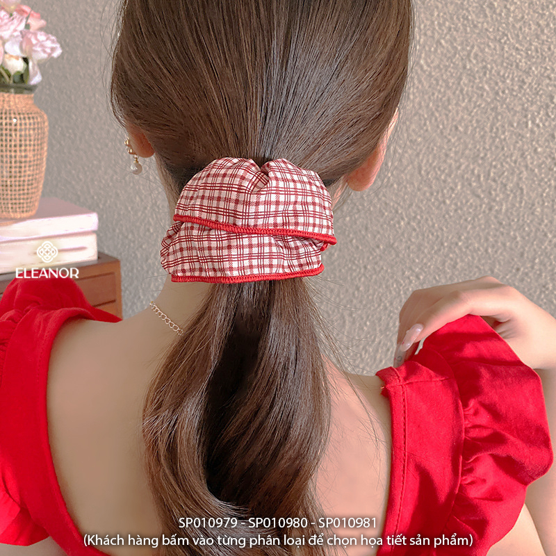 Dây buộc tóc nữ scrunchies Eleanor Accessories chấm bi caro đỏ trắng phụ kiện tóc cột tóc tết 10979