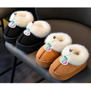 Sz 22- 32 Bốt Da Lộn Cổ Lông Thỏ Lót Lông Cho Bé Gái Bé Trai K071