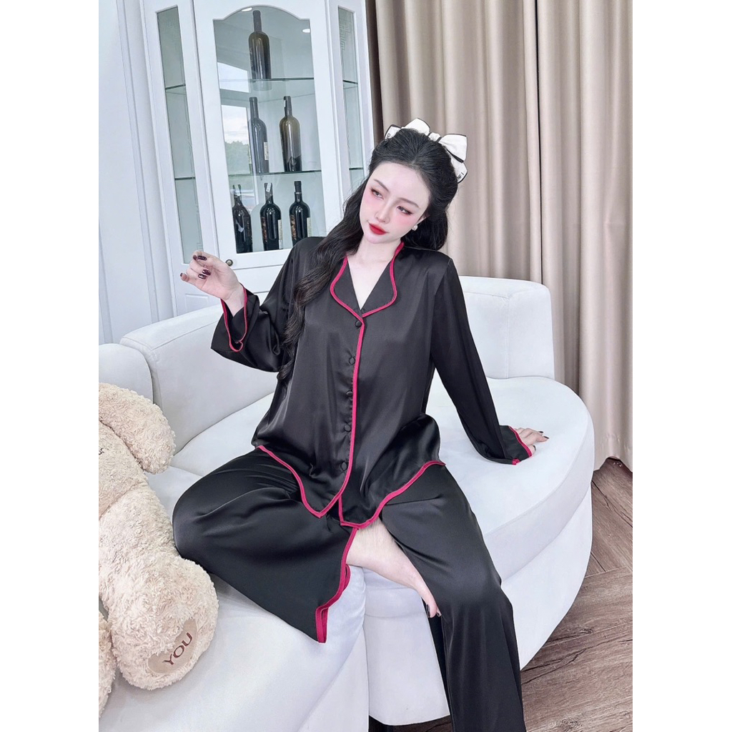 40-65kg Bộ ngủ set pijama SÓNG lụa latin mềm mịn mát