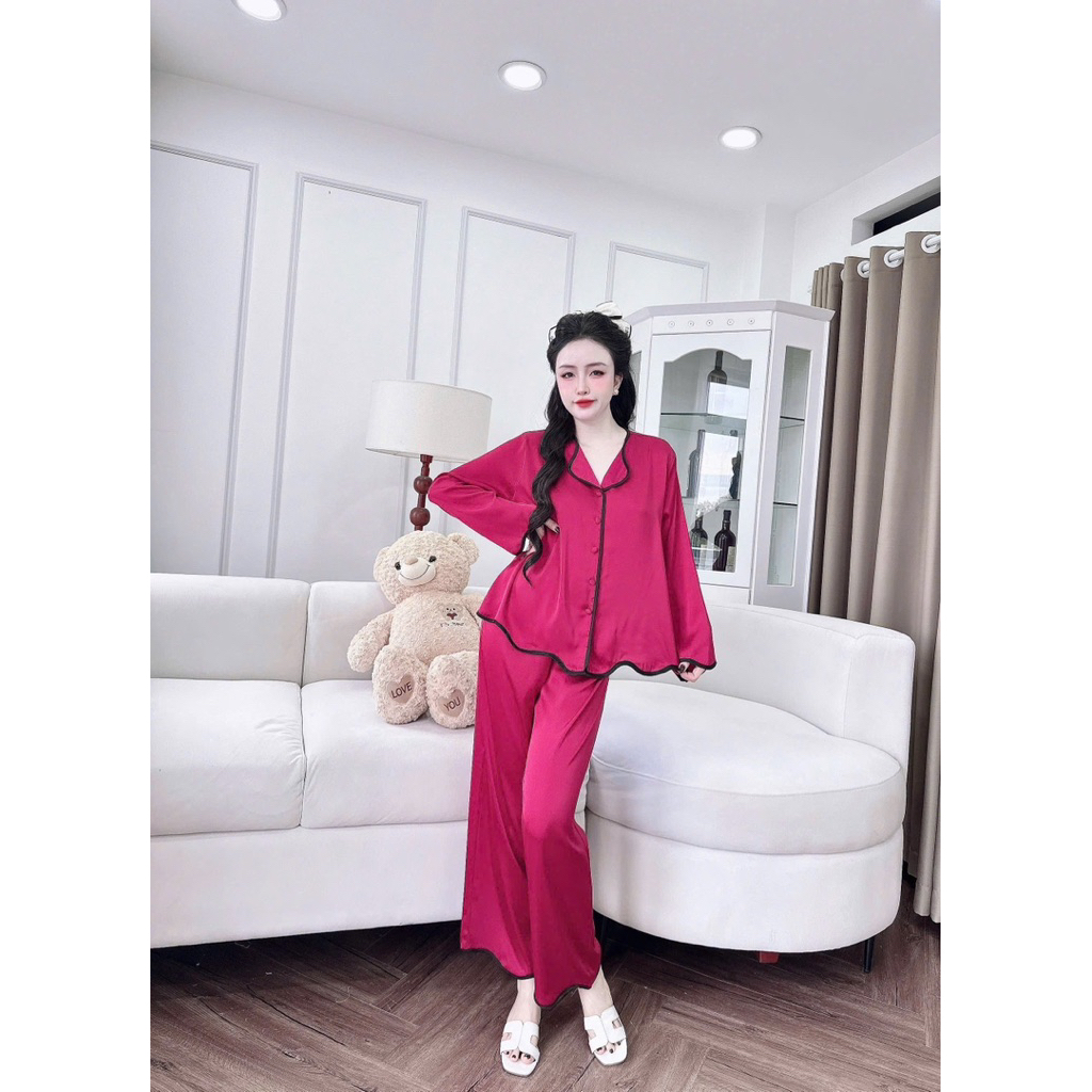 40-65kg Bộ ngủ set pijama SÓNG lụa latin mềm mịn mát