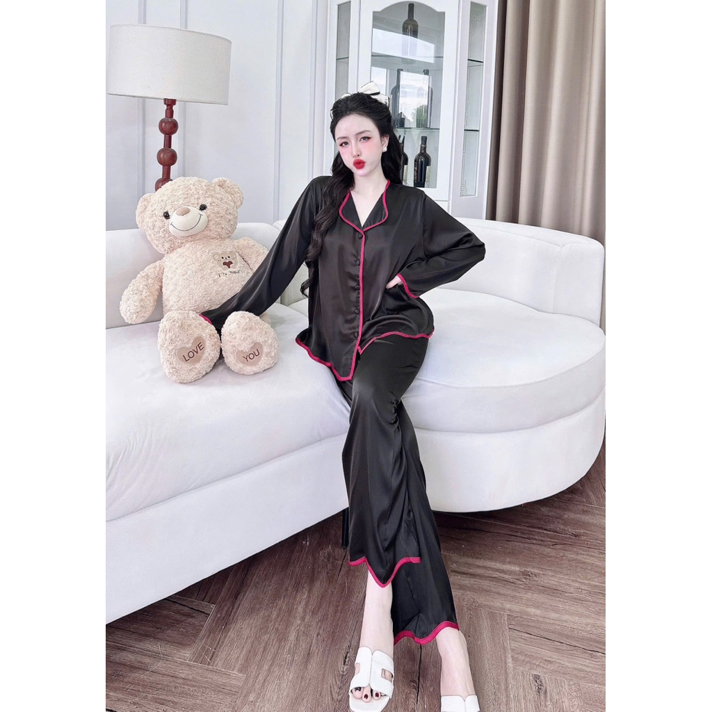 40-65kg Bộ ngủ set pijama SÓNG lụa latin mềm mịn mát