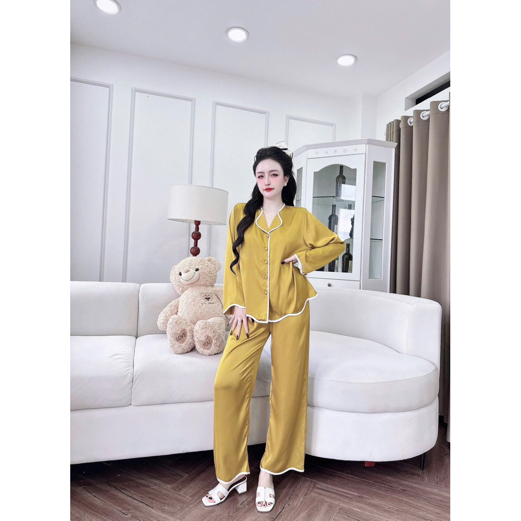 40-65kg Bộ ngủ set pijama SÓNG lụa latin mềm mịn mát