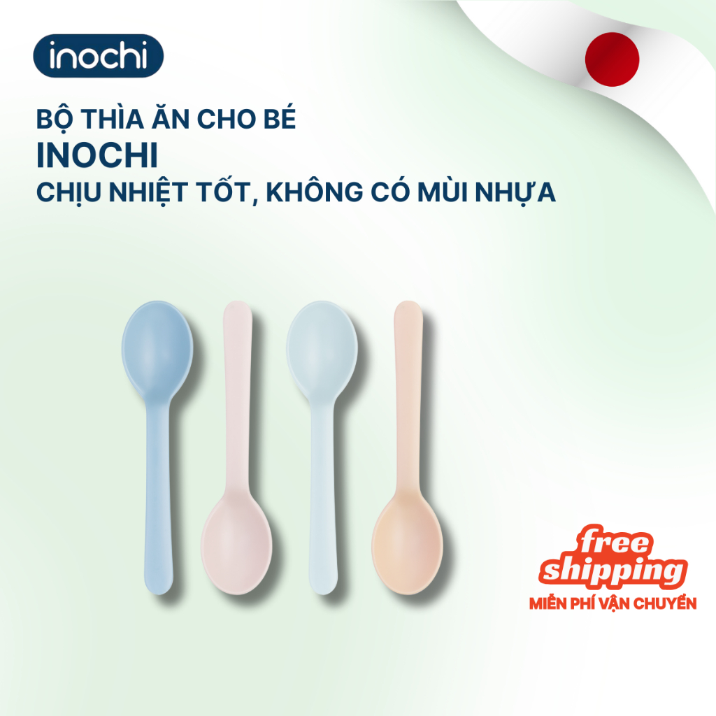 Thìa ăn dặm cho bé Amori inochi cho trẻ nhỏ tự ăn thông minh, nhựa cao cấp, an toàn