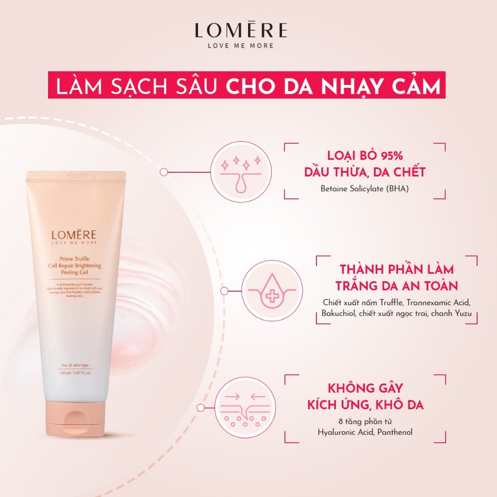[MALL] Tẩy tế bào chết vật lý lai hóa học sạch sâu, sáng da LOMERE Prime Truffle Cell Repair Brightening Peeling 150ml