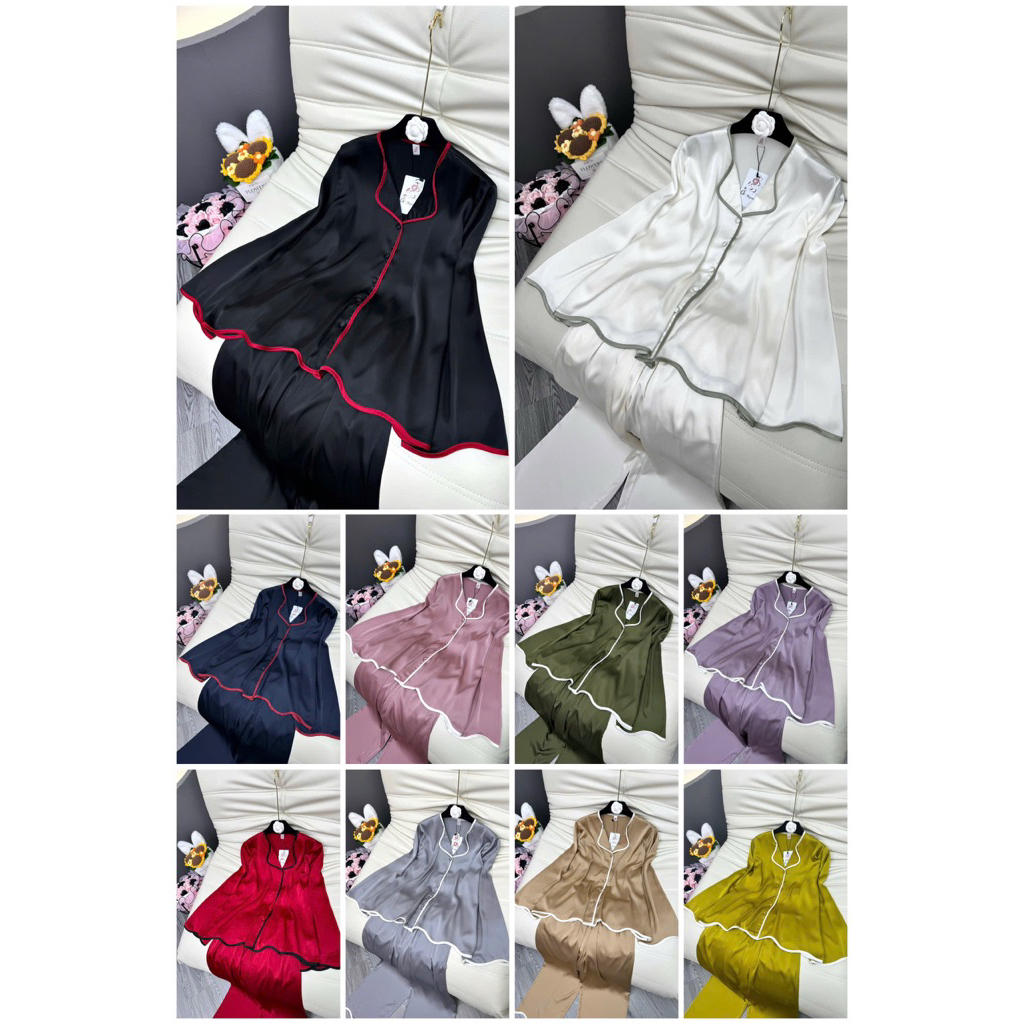 40-65kg Bộ ngủ set pijama SÓNG lụa latin mềm mịn mát