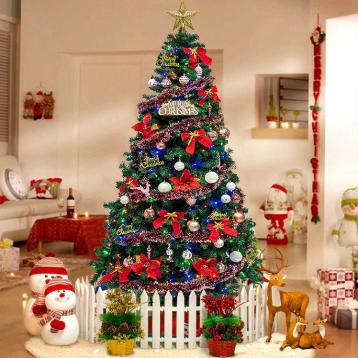 Cây Thông Noel Trang Trí Noel 1M8, 2M1, 2M4 - Cây Thông Lá Xanh Tán Dày Tặng Phụ Kiện Siêu Đẹp 991