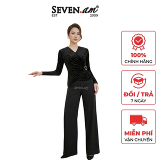 Áo thun đen len nhung thời trang nữ Seven.AM H101205K