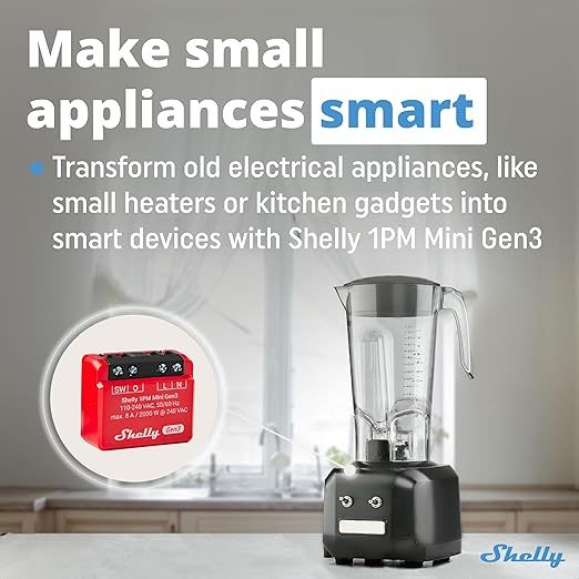 Shelly 1PM Gen3 Công Tắc Thông Minh 1 Kênh + Đo Điện Wi-Fi & Bluetooth 16A Điều Khiển Đèn / Thiết Bị, Tự Động Hóa Nhà