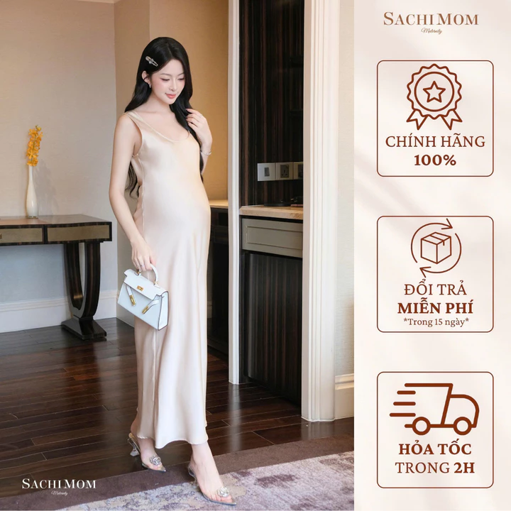 ĐẦM BẦU YONNA 2 MÓN ĐI TIỆC / DẠO PHỐ – ĐẦM 2 DÂY KÈM ÁO KHOÁC DÀI TAY – ĐẦM BẦU SACHIMOM