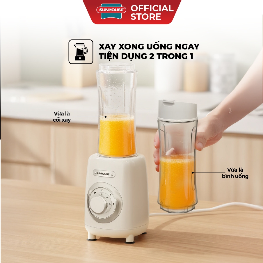 Máy xay sinh tố đa năng Sunhouse SHD5320 - Lưỡi dao 4 cánh - Tặng kèm cốc uống thủy tinh
