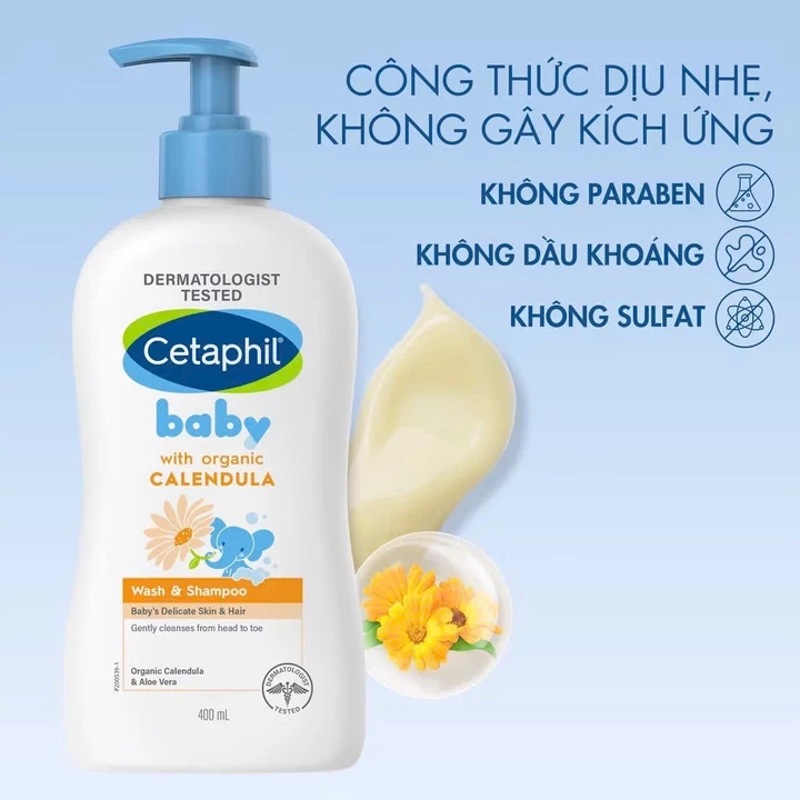 Sữa tắm gội Cetaphil hữu cơ 2in1 dịu nhẹ, hoa cúc và dưỡng ẩm cho bé sơ sinh - Minjeebaby – 6