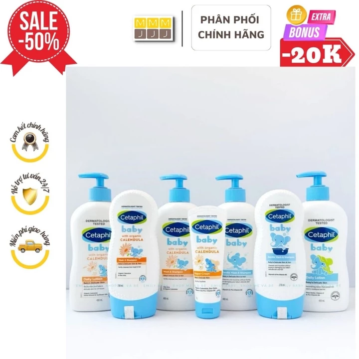 Sữa tắm gội Cetaphil hữu cơ 2in1 dịu nhẹ, hoa cúc và dưỡng ẩm cho bé sơ sinh - Minjeebaby