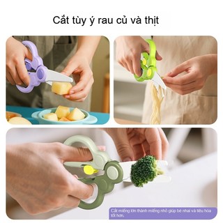 Youkebei Kéo cắt gốm sứ Kéo ăn dặm cho bé, dễ dàng cắt trái cây, thực phẩm mềm Không gỉ, chống ăn mòn, không biến dạng